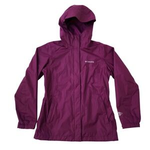 Columbia Omni-Tech Rain Jacket Womens XS Purple Waterproof Breathable Hooded